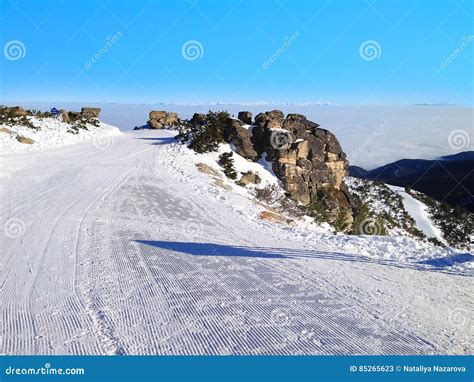 Winter Mountains Slopes In Alpine Ski Resort Borovets Bulgaria Stock