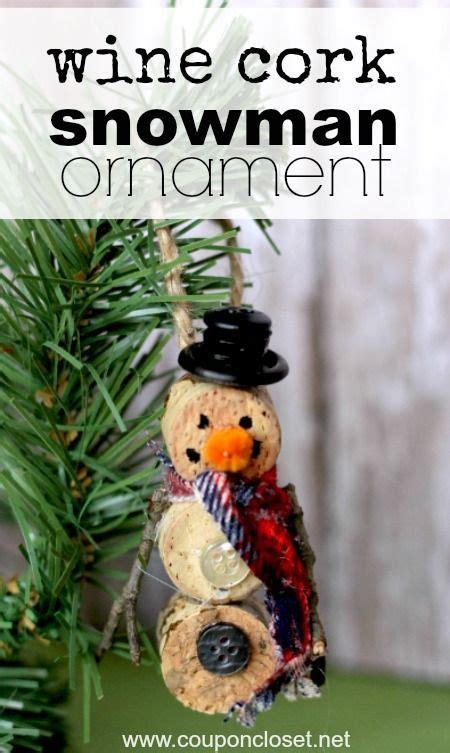 12 Days Of Homemade Christmas Ornaments {day 9} Wine Cork Snowman Ornament One Crazy Mom