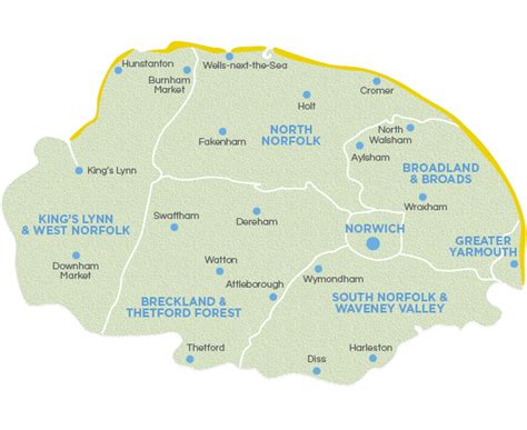 Norfolk Map Thetford Forest, King's Lynn, Ancient People, Yarmouth ...