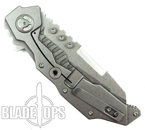 Quartermaster Knives Hannibal QTR4-FLT FrameLock Knife, Stonewash