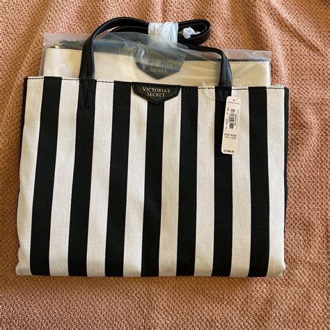 2016 Victoria S Secret Pink Black Stripe Weekender Travel Tote Bag