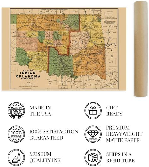 Map Of The Indian And Oklahoma Territories Vintage Map Of Oklahoma