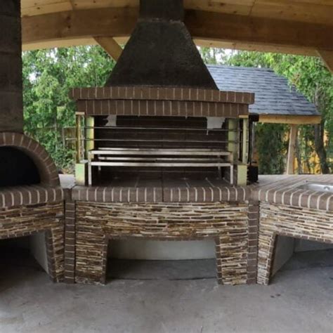 Firebrick Outdoor Kitchen Pizza Oven And Stone Faced Rotisserie Bbqs