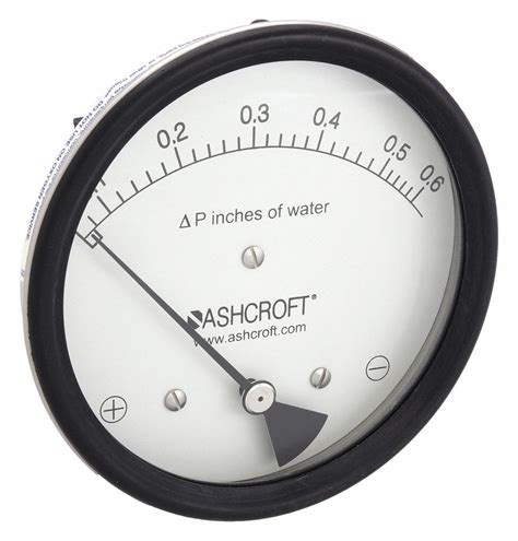 ASHCROFT 0 To 0 6 In Wc Dual In Line Or Back Differential Pressure