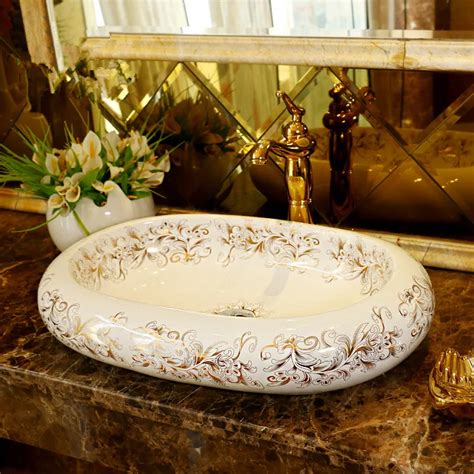 Increase Oval Shape Lavabo Washbasin Art Wash Basin Ceramic Counter Top