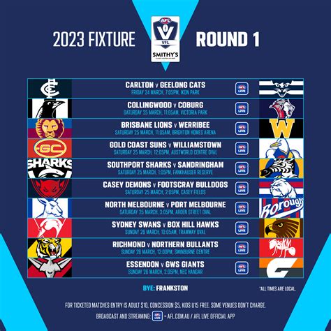 Vfl And Vflw Round Fixtures Released Afl News