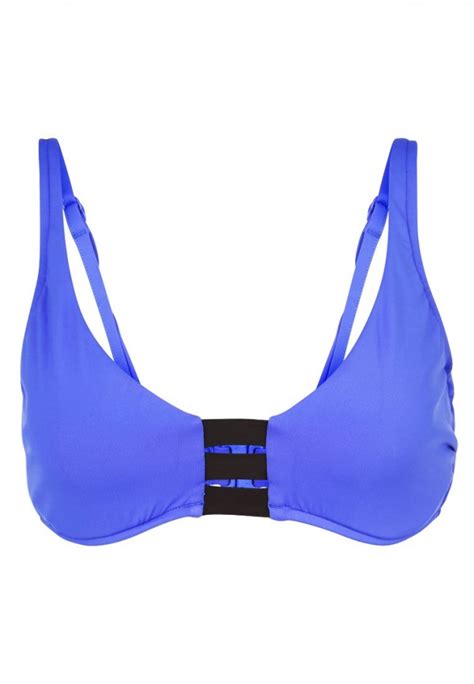 Swimwear Bayana Block Party D DD Cup Halter Bikini Top Blue Ray