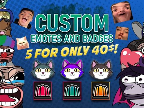 Custom Twitch Streamer Pack Cute Personalised Emotes Sub Badges Panels