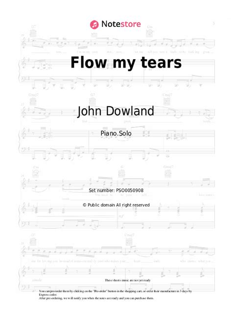 John Dowland Flow My Tears Piano Sheet Music In Note Pianosolo Sku Pso0050908