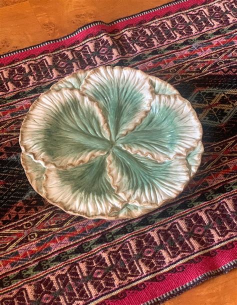 Fitz And Floyd Classics Majolica Leaf Serving Plate Green Cabbage Leaf