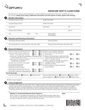 Fillable Online Medicare Prescription Drugs Claim Form Fax Email Print