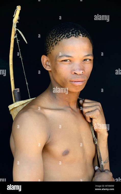 Portrait Of Naro San Bushman With Bow And Arrows Kalahari Ghanzi