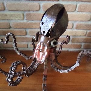 Octopus Sculpture By F Lor Da Fer Recycled Iron Contemporary Artwork