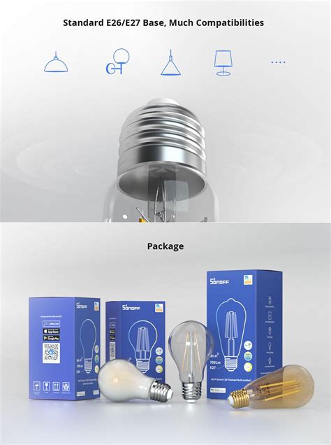 Sonoff B F St Ampoule Filament Led Wi Fi Intelligente Ambre