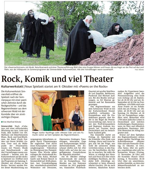 Rock Komik Und Viel Theater Kulturwerkstatt Simmersfeld