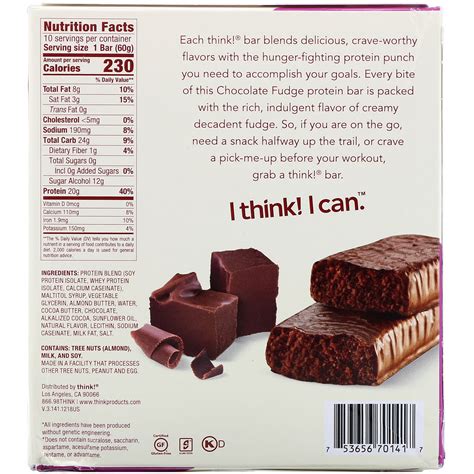 Thinkthin High Protein Bars Chocolate Fudge 10 Bars 2 1 Oz 60 G Each Iherb