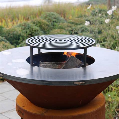 Braséro Rondo Ø98cm Actuel Acier Corten Plancha Ronde à Bois Barbecue