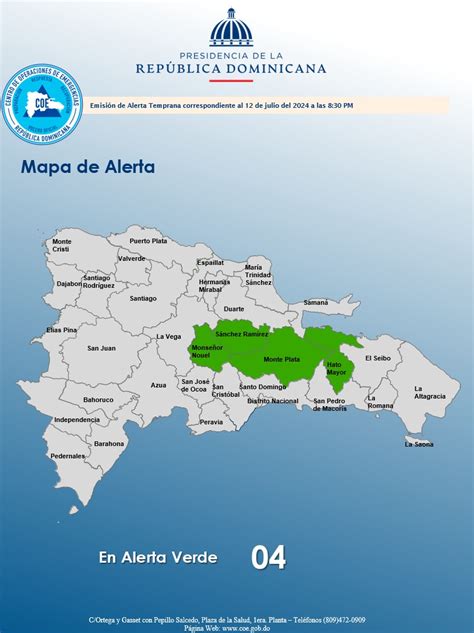 Coe Emite Alerta Verde En Varias Provincias Por Posibles Inundaciones