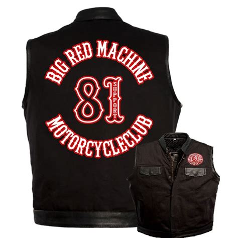 Hells Angels Support81 Mc Denim Leather Vest Big Red Machine