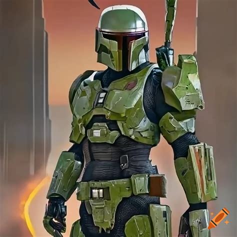 Illustration Of Master Chief As A Mandalorian Bounty Hunter On Craiyon