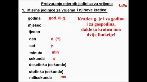 Pretvaranje mjernih jedinica za vrijeme - 1. dio - YouTube