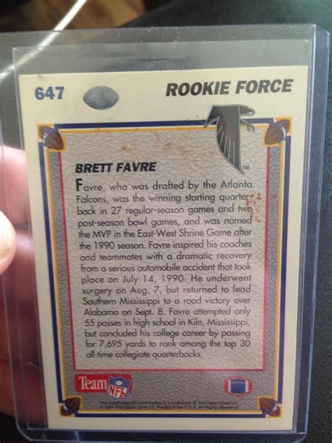 Brett Favre Upper Deck Rookie Force Green Bay Packers Atl