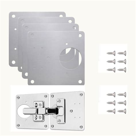 Pcs Hinges Repair Fixing Plates Stainless Steel Board Cabinet Hinge