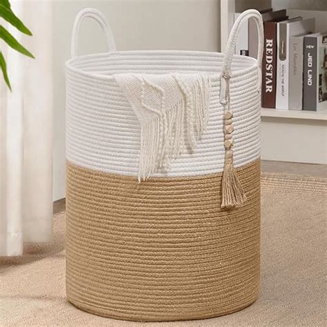 Amazon Goodpick Woven Laundry Basket Decorative Blanket Basket For