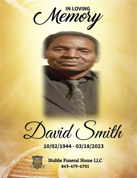 David Smith Obituary March 18 2023 Stubbs Funeral Home Llc