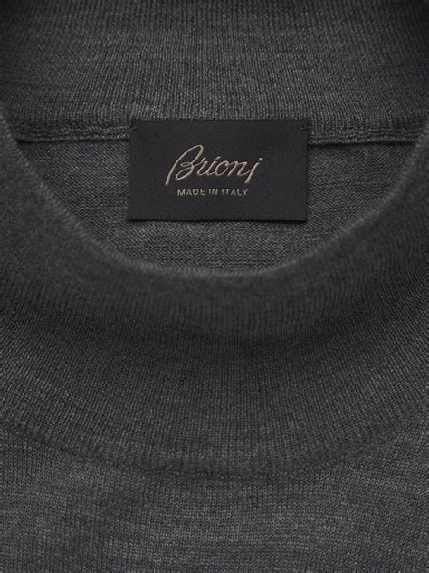 Graphite Mock Neck Sweater In Wool Brioni® Th Official Store