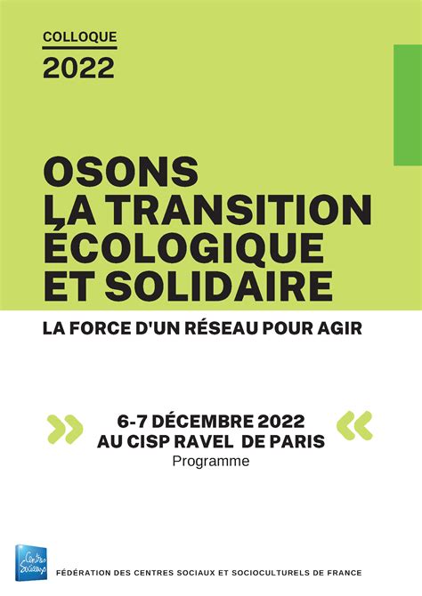 Colloque Osons La Transition Cologique Et Solidaire Paris