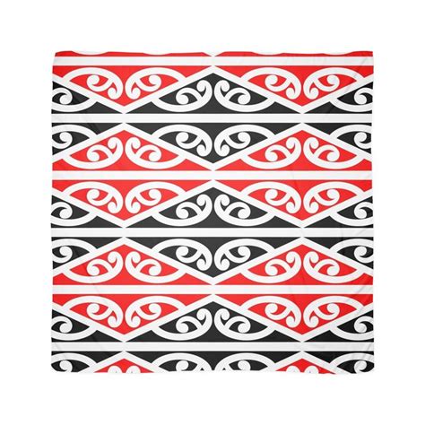 Kowhaiwhai Pattern Koru Version 2 Large Red Scarf For Sale By