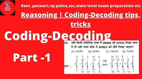 Coding Decoding Reasoning Topics Part 01 Coding Decoding Trick India