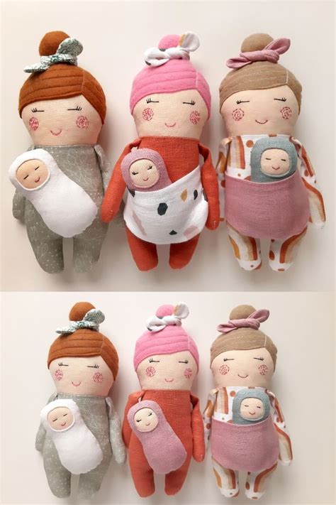 Mama Doll With Baby Doll Sewing Pattern Cloth Doll Handmade Doll Making