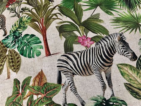 Safari Zoo African Animal Digital Print Fabric Tropical Jungle Etsy Uk