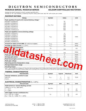 MCR3918 4 Datasheet PDF Digitron Semiconductors