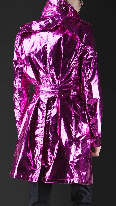 Lyst Burberry Prorsum Metallic Silk Trench Coat In Purple For Men