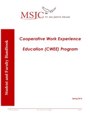 Fillable Online Msjc Student And Faculty Handbook Cooperative Work