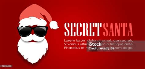 Secret Santa Face With Sunglasses Christmas Banner Design Stock Illustration Download Image