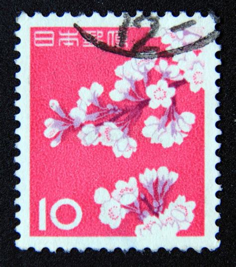 Postage Stamp Japan 1961 Cherry Blossoms Flower Editorial Image