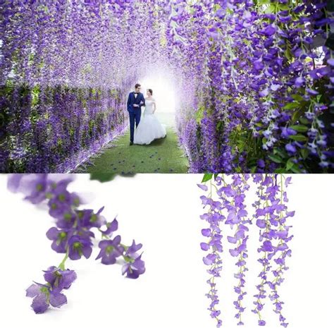 Hanging Flowers Fake Flower Garland Artificial Wisteria Vines Rattan