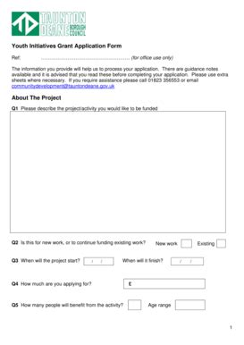 Fillable Online Youth Initiatives Grant Application Form About The