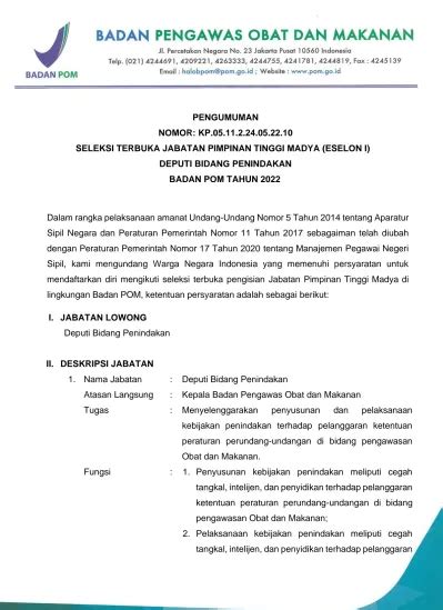 Pengumuman Nomor Kp Seleksi Terbuka Jabatan Pimpinan Tinggi Madya