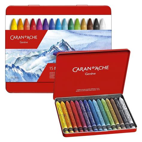 Caran D Ache Neocolor II Aquarelle Water Soluble Wax Pastel Tin Set Of