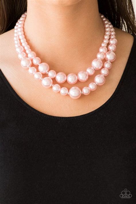 Paparazzi The More The Modest Pink Pearl Layered Necklace Pink