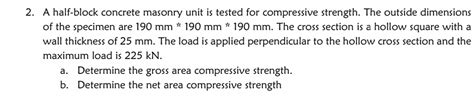 Solved A Half Block Concrete Masonry Unit Is Tested For Chegg