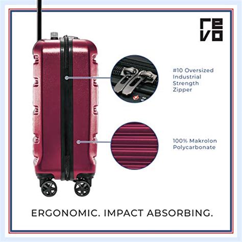 REVO Arro Hardside Luggage with Spinner Wheels, Made in USA, Carry-On 20 Inch, Burgundy | Pricepulse