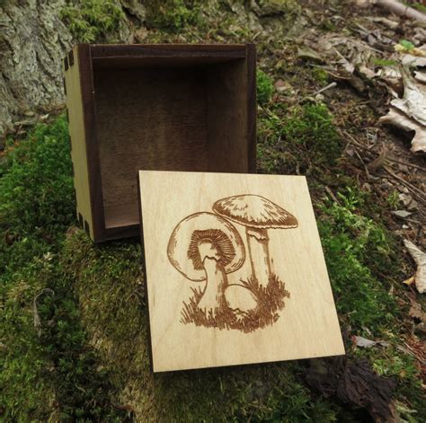 Mushroom Wooden Box Jewelry Box Keepsakes T Box Decor Etsy