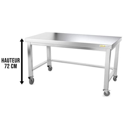 Table Inox Soubassement X Mm Avec Renfort Sur Roulettes Goldinox