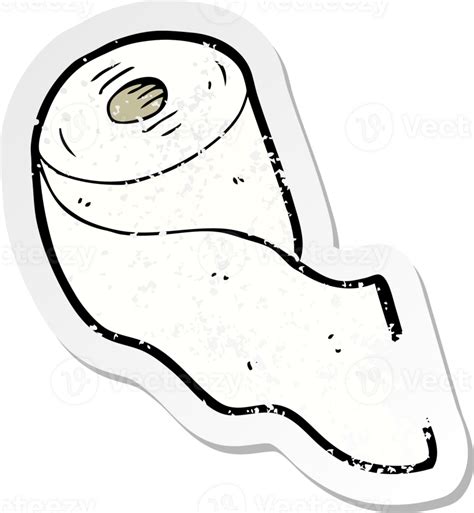 Pegatina Retro Angustiada De Un Papel Higiénico De Dibujos Animados 45045377 Png